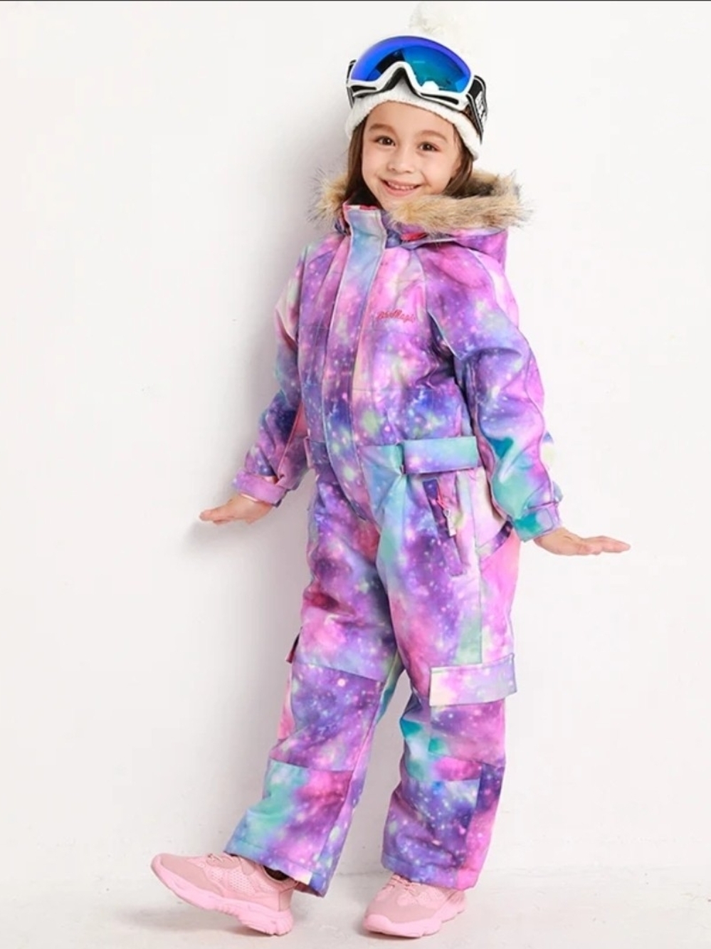 SNBOCON Magic Galaxy-Print Pink, Purple,Teal Kids One-Piece Snow Suit Size 4-5T
